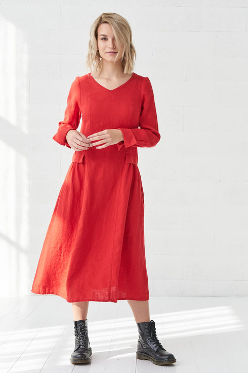 Image 3 of Autumn linen dress with hidden side zip and hidden pockets Jurate from Baltic Linen