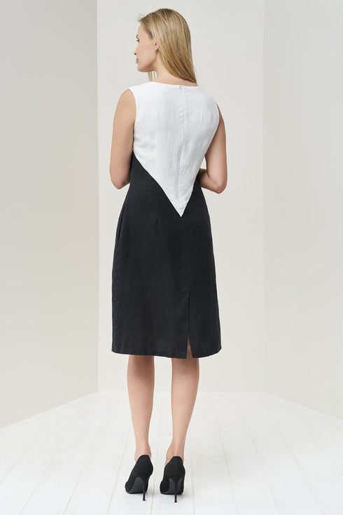 Image 5 of Evening linen dress features a sleeveless fit and side pockets Malvin from Baltic Linen