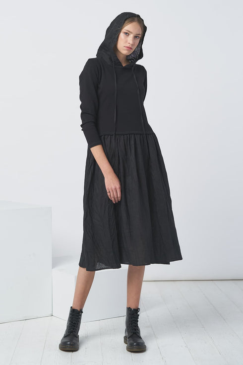 Image 3 of Jersey linen dress. Made from jersey linen fabric, hood & skirt Jona from Baltic Linen