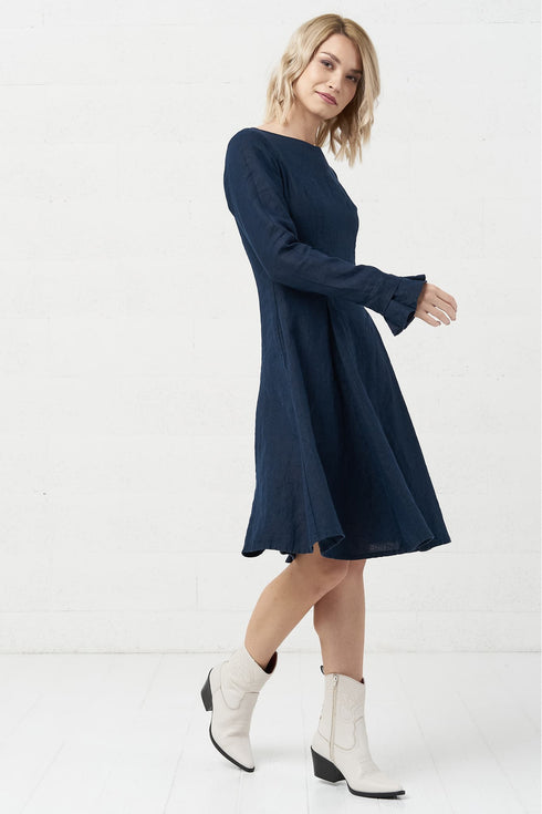 Image 3 of Linen dress features long ripple sleeves & enchanting design Justina from Baltic Linen