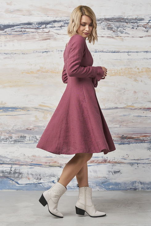 Image 11 of Linen dress features long ripple sleeves & enchanting design Justina from Baltic Linen