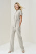 Image 4 of Loose linen jumpsuit with a self-tie belt and loose-fitting Pia from Baltic Linen