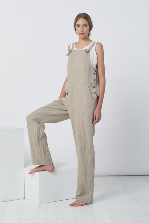 Image 7 of Natural linen overalls features side pockets and a relaxed fit Lukas from Baltic Linen