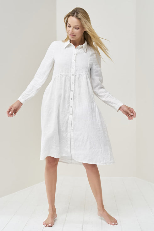Image 7 of Long sleeves linen dress, handmade with front buttons Magi from Baltic Linen
