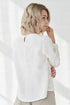 Image 28 of Long sleeves linen top has a rounded, banded neckline Karen from Baltic Linen