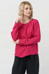 Image 21 of Womens linen top features long sleeves and a rounded neckline Karen from Baltic Linen