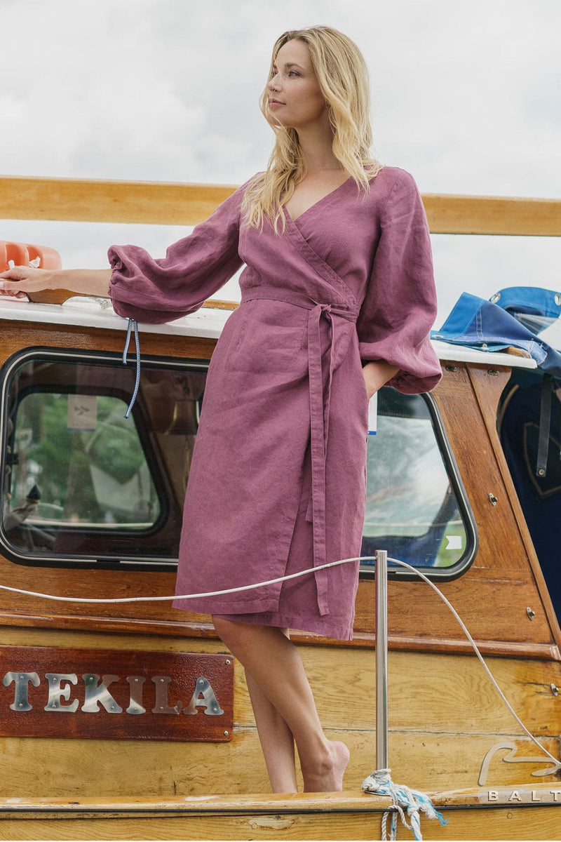 Organic linen wrap dress Mika BalticLinen Organic linen wrap dress Mika BalticLinen