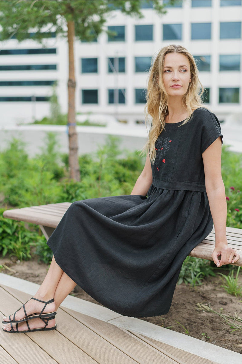 Printed linen dress Molly BalticLinen Printed linen dress Molly BalticLinen