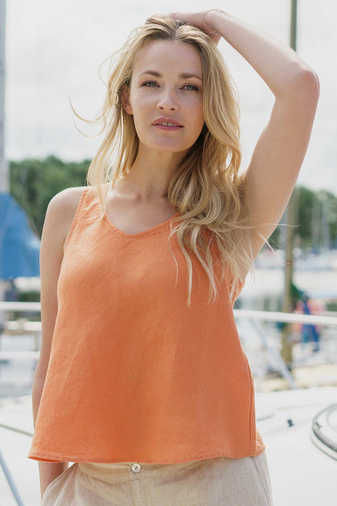 Image 5 of Sleeveless linen blouse with a rounded neckline & a relaxed fit Kim from Baltic Linen