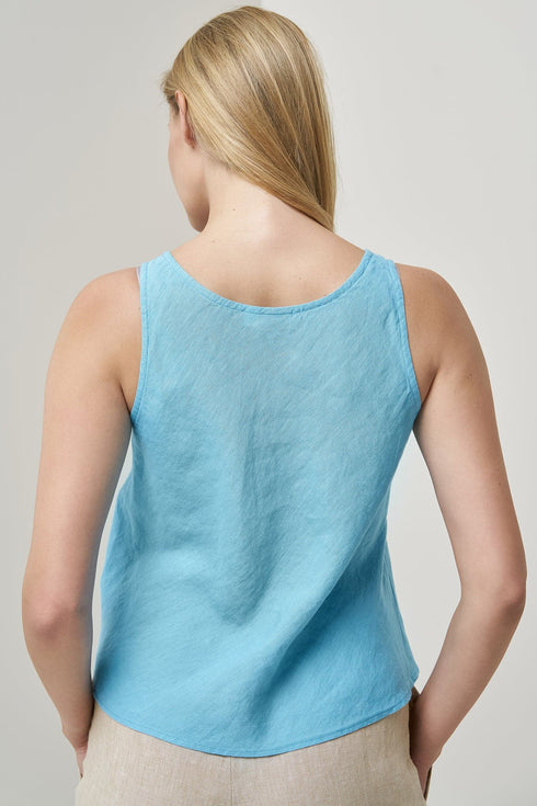 Image 14 of Sleeveless linen blouses features a loose fit design Kim from Baltic Linen