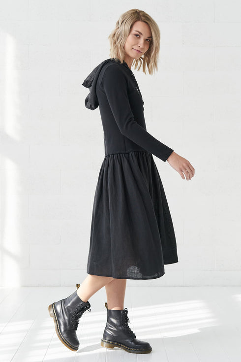 Image 3 of Soft linen dress made with a hood and side pockets Jona from Baltic Linen