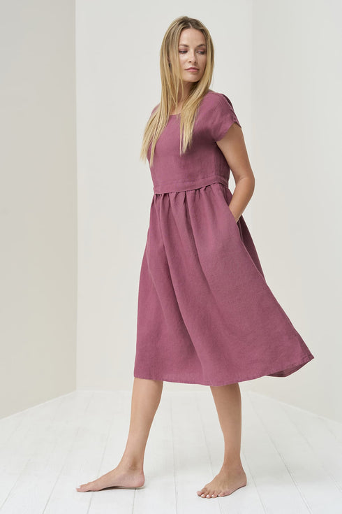 Image 3 of Soft linen dress features short sleeves and side pockets Molly from Baltic Linen