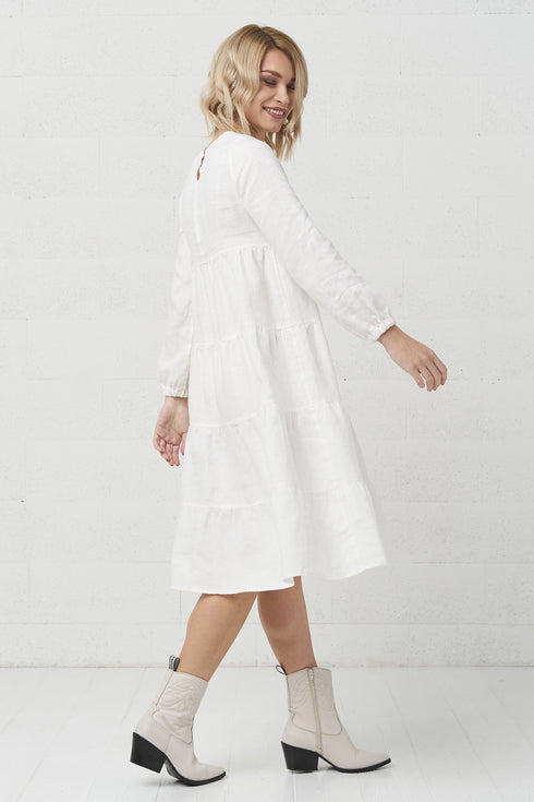 Summer linen dress comes with long sleeves and flowy design Marisa from Baltic Linen