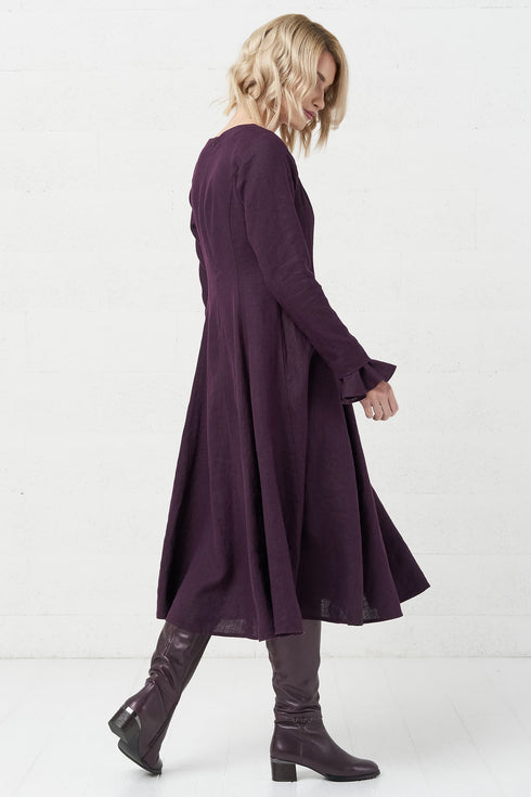 Image 4 of Evening linen dress with ripple sleeves and long fit Ina from Baltic Linen