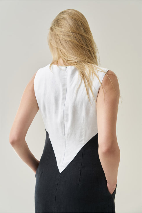 Image 6 of Evening linen dress features a sleeveless fit and side pockets Malvin from Baltic Linen