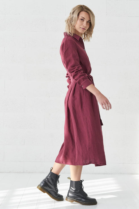 Image 7 of Vintage linen dress with a linen belt and long sleeves Mona from Baltic Linen