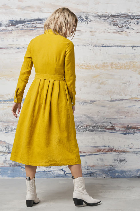 Image 12 of Vintage linen dress with a linen belt and long sleeves Mona from Baltic Linen