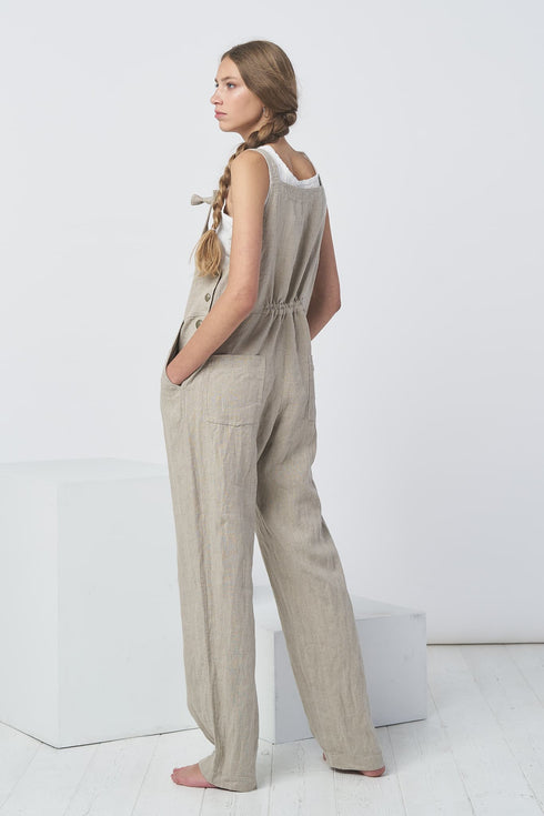 Image 2 of Natural linen overalls features side pockets and a relaxed fit Lukas from Baltic Linen
