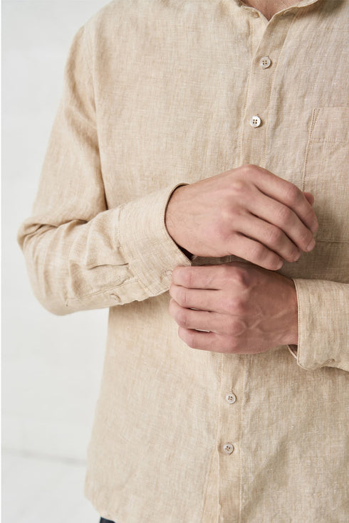 Image 5 of Linen casual shirt comes with long sleeves and a chest pocket Tomas from Baltic Linen