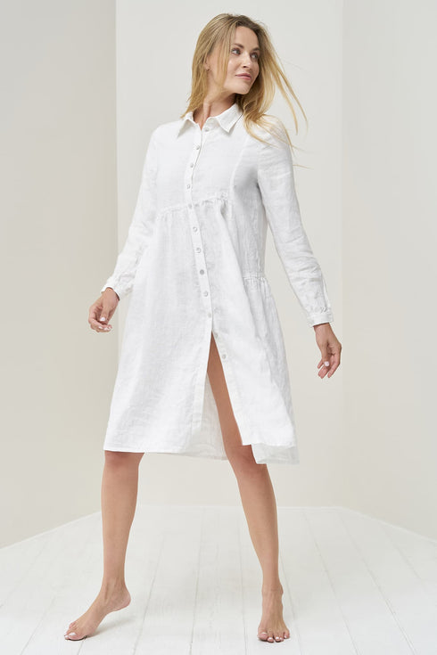 Image 2 of Long sleeves linen dress, handmade with front buttons Magi from Baltic Linen
