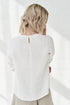 Image 3 of Long sleeves linen blouse has a rounded, banded neckline Karen from Baltic Linen