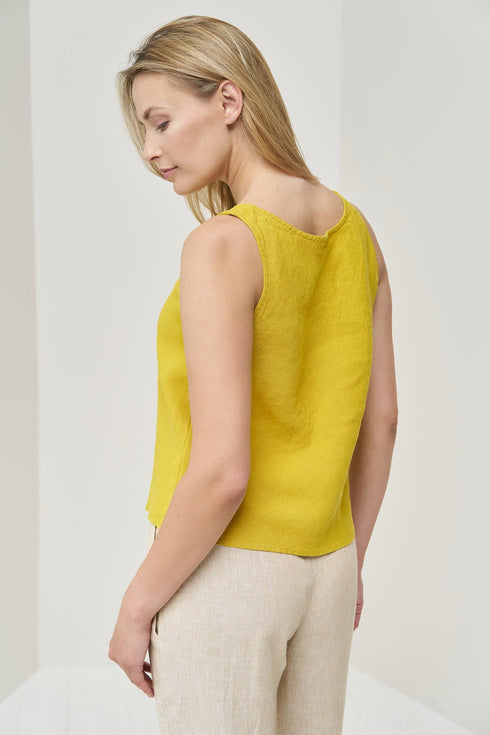 Image 15 of Sleeveless linen blouse with a rounded neckline & a relaxed fit Kim from Baltic Linen