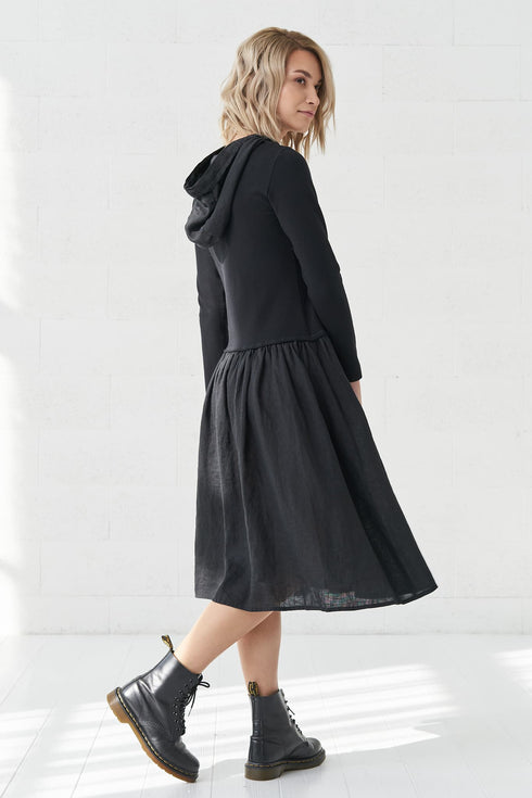 Image 6 of Soft linen dress made with a hood and side pockets Jona from Baltic Linen