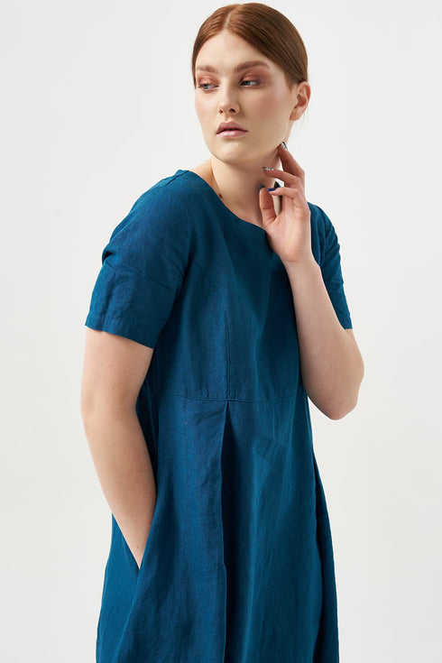 Image 2 of Summer linen dress hidden zip on the back & short sleeves Madona from Baltic Linen