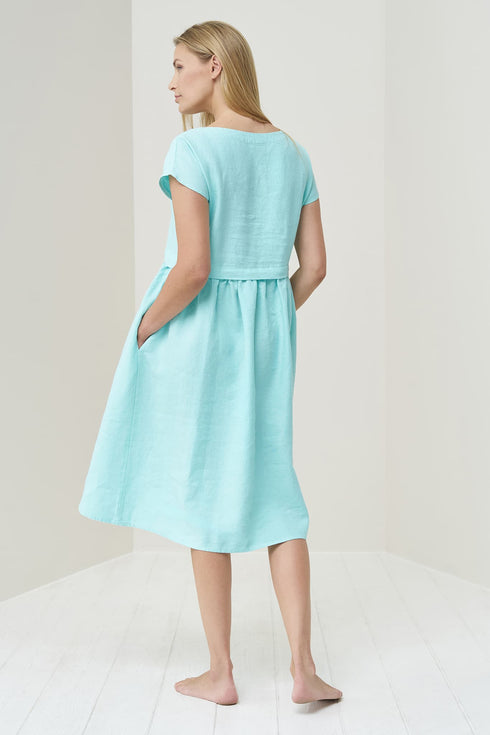 Image 6 of Summer linen dress features short sleeves & side pockets Molly from Baltic Linen