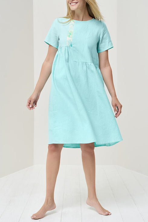Image 4 of Summer linen dress with printed detail on the front Marlene from Baltic Linen