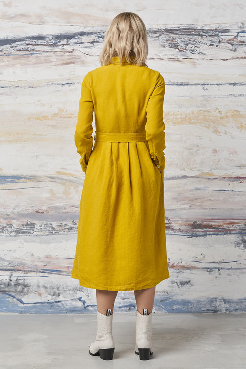 Image 14 of Vintage linen dress with a linen belt and long sleeves Mona from Baltic Linen