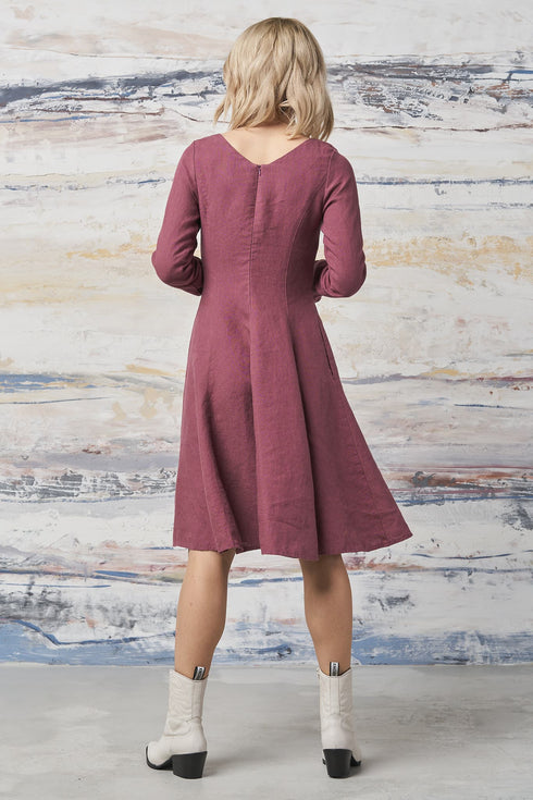 Image 5 of linen dress with long ripple sleeves ideal for any season Justina from Baltic Linen