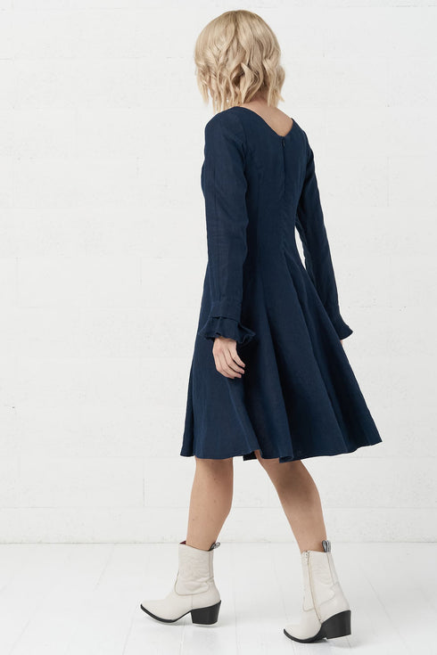 Image 5 of Linen dress features long ripple sleeves & enchanting design Justina from Baltic Linen