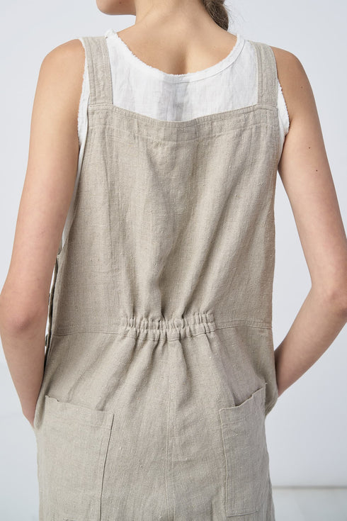 Image 3 of Natural linen overalls features side pockets and a relaxed fit Lukas from Baltic Linen