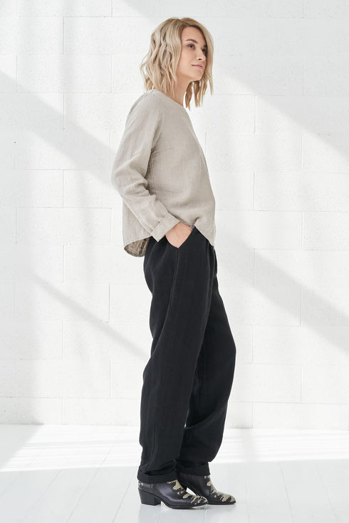 Image 4 of Linen pants loose-fitting linen wide-leg pants style Pamela from Baltic Linen