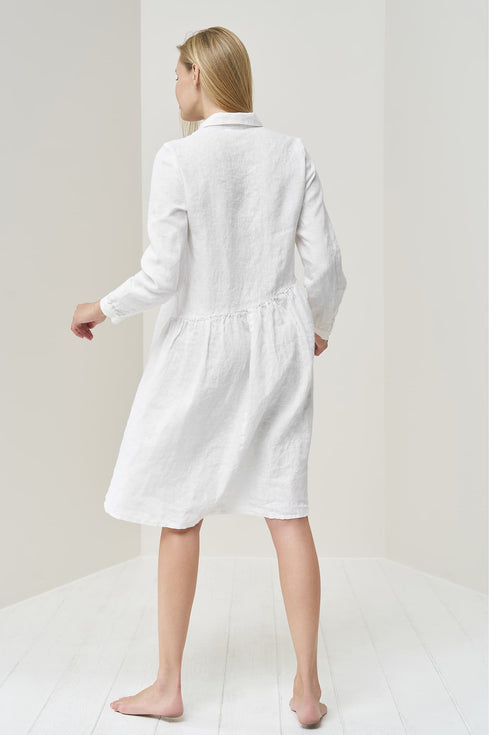 Image 3 of Long sleeves linen dress, handmade with front buttons Magi from Baltic Linen