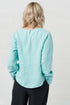 Image 15 of Long sleeves linen blouse has a rounded, banded neckline Karen from Baltic Linen
