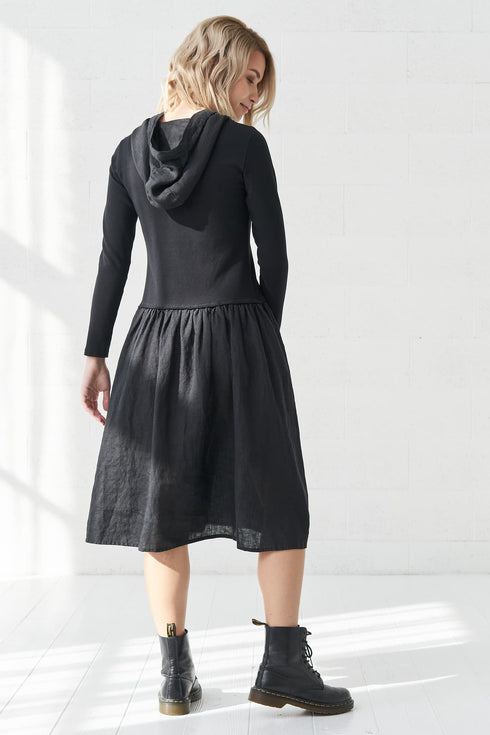 Image 7 of Soft linen dress made with a hood and side pockets Jona from Baltic Linen
