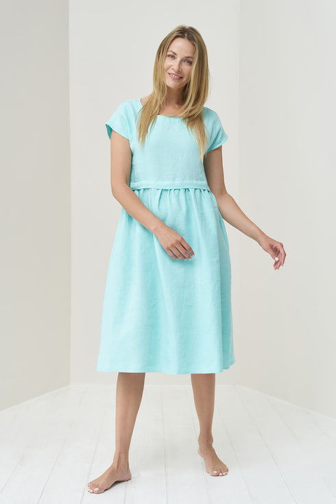 Image 10 of Soft linen dress features short sleeves and side pockets Molly from Baltic Linen