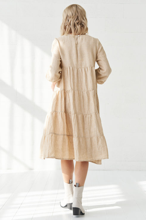 Image 11 of Summer linen dress comes with long sleeves and flowy design Marisa from Baltic Linen