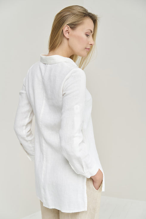 Image 6 of Soft linen shirt comes with side slits and adjustable sleeves Kelly from Baltic Linen