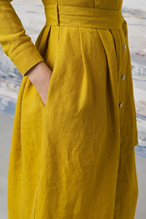 Image 13 of Vintage linen dress with a linen belt and long sleeves Mona from Baltic Linen