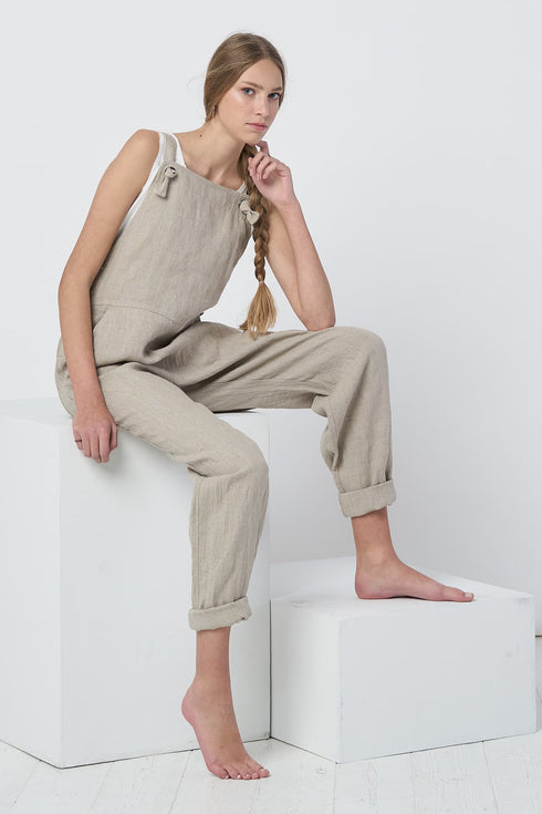 Image 4 of Natural linen overalls features side pockets and a relaxed fit Lukas from Baltic Linen