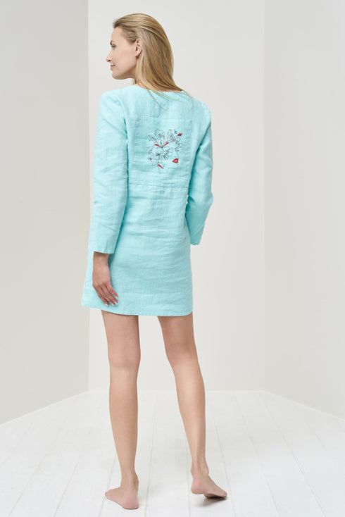 Image 7 of Linen shirt dress with front buttons and long sleeves Misty from Baltic Linen