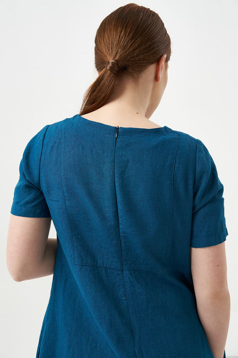 Image 4 of Summer linen dress hidden zip on the back & short sleeves Madona from Baltic Linen