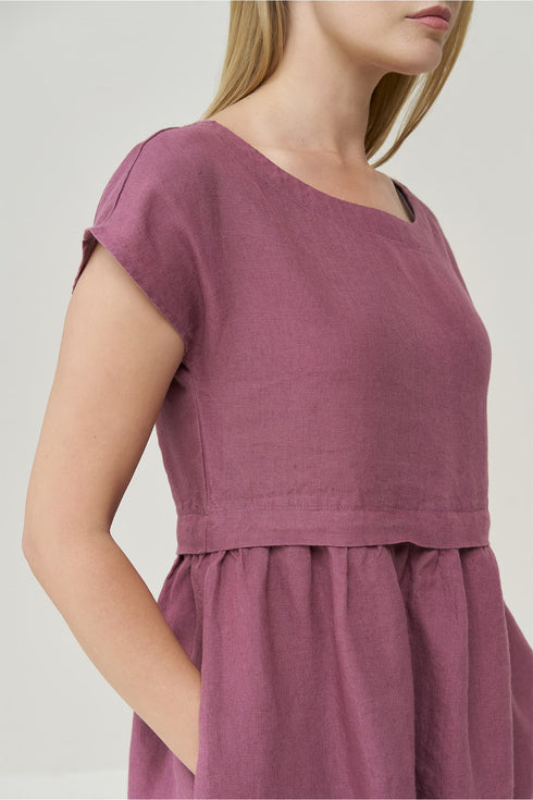 Image 12 of Summer linen dress features short sleeves & side pockets Molly from Baltic Linen