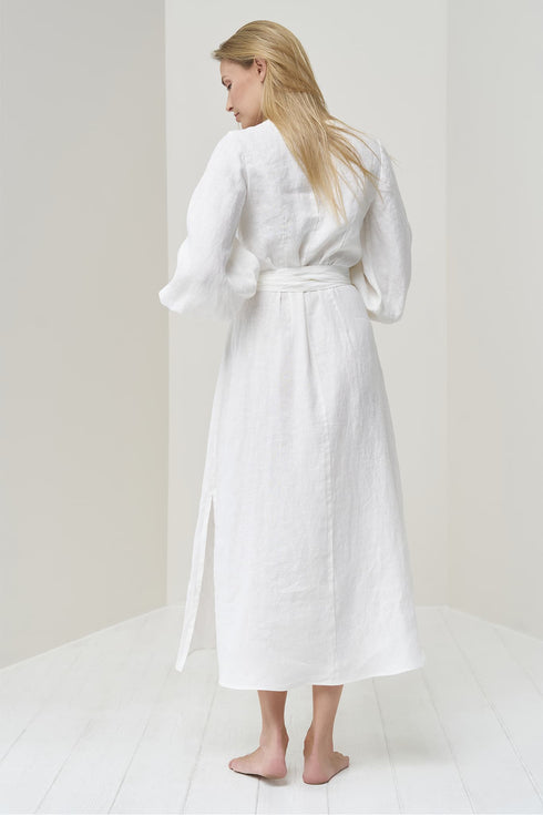 Image 5 of Wrap linen dress features an oversized fit and long sleeves Mikay from Baltic Linen