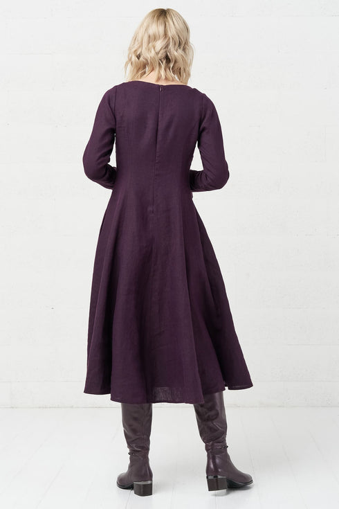 Image 6 of Evening linen dress with ripple sleeves and long fit Ina from Baltic Linen