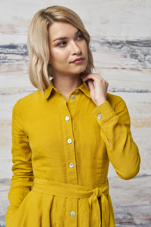 Image 2 of Linen autumn dress in most gorgeous colors & comfortable style Mona from Baltic Linen