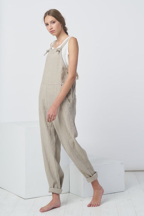 Image 5 of Natural linen overalls features side pockets and a relaxed fit Lukas from Baltic Linen